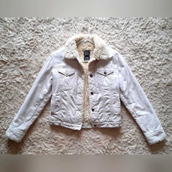 Women's Corduroy Sherpa Lined Jacket Ivory Size Small - Picture 1 of 5